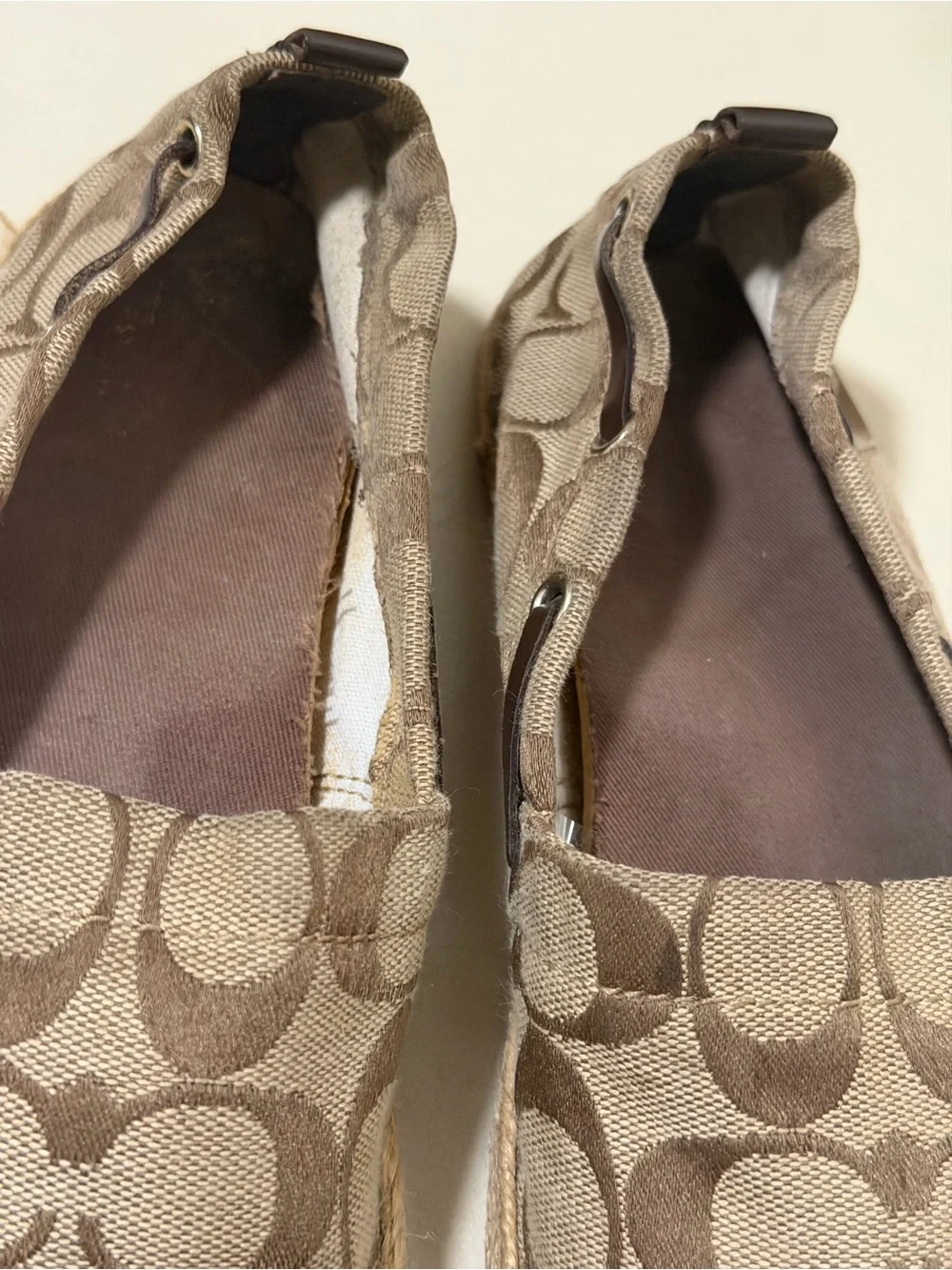 Coach women's Signature Canvas Slip-On Espadrilles in Brown size 7